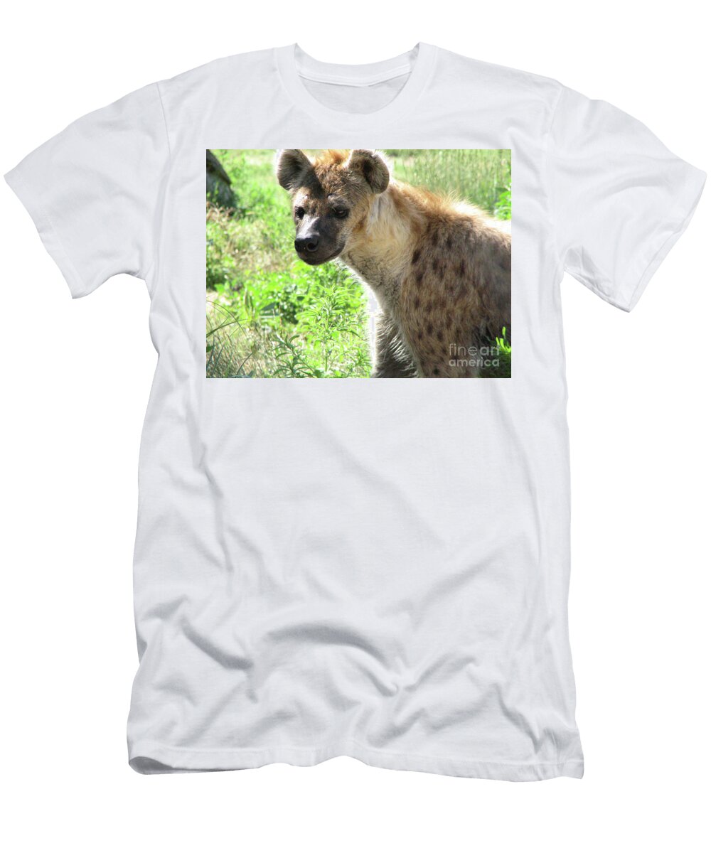 Adorable Face of a Spotted Hyena in Thick Grass Dejavu Designs T-Shirt