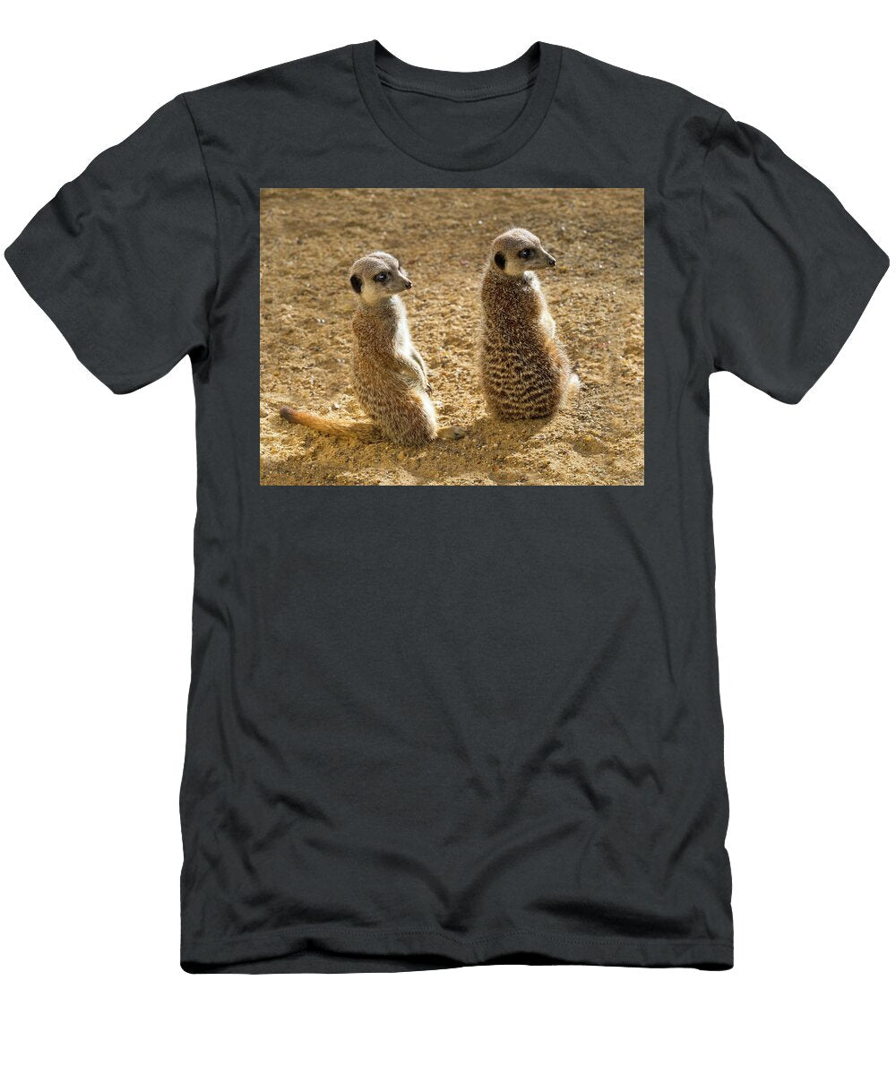 Meerkats Basking in the Sun Ernie Janes Natureplcom T-Shirt