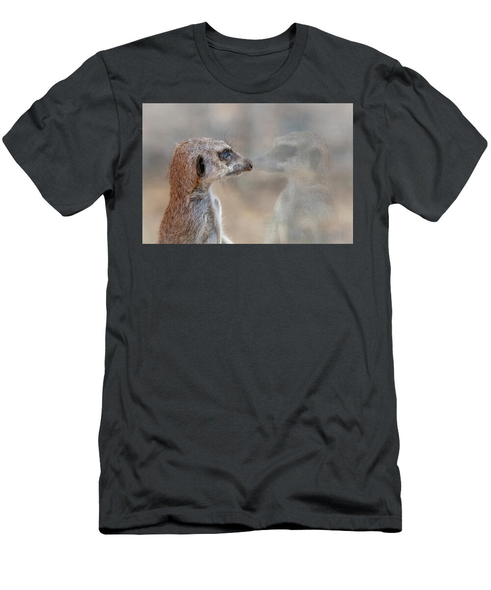 Portrait of a Meerkat in Zoo Looking Through Enclosure Doug Gimesy Natureplcom T-Shirt