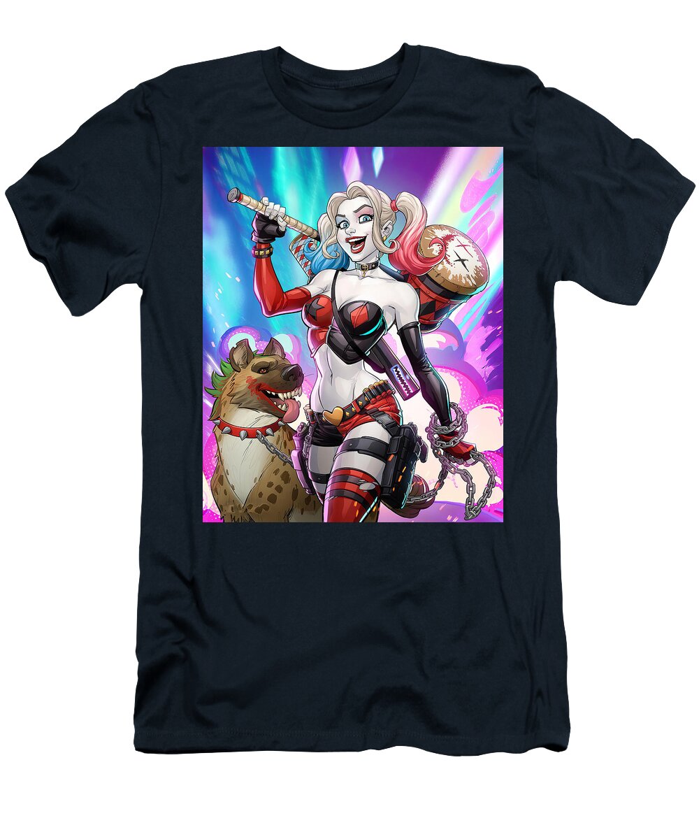 Smiling Clown Girl with Pet Hyena Holding Mallet Paintingcloud Lucky T-Shirt