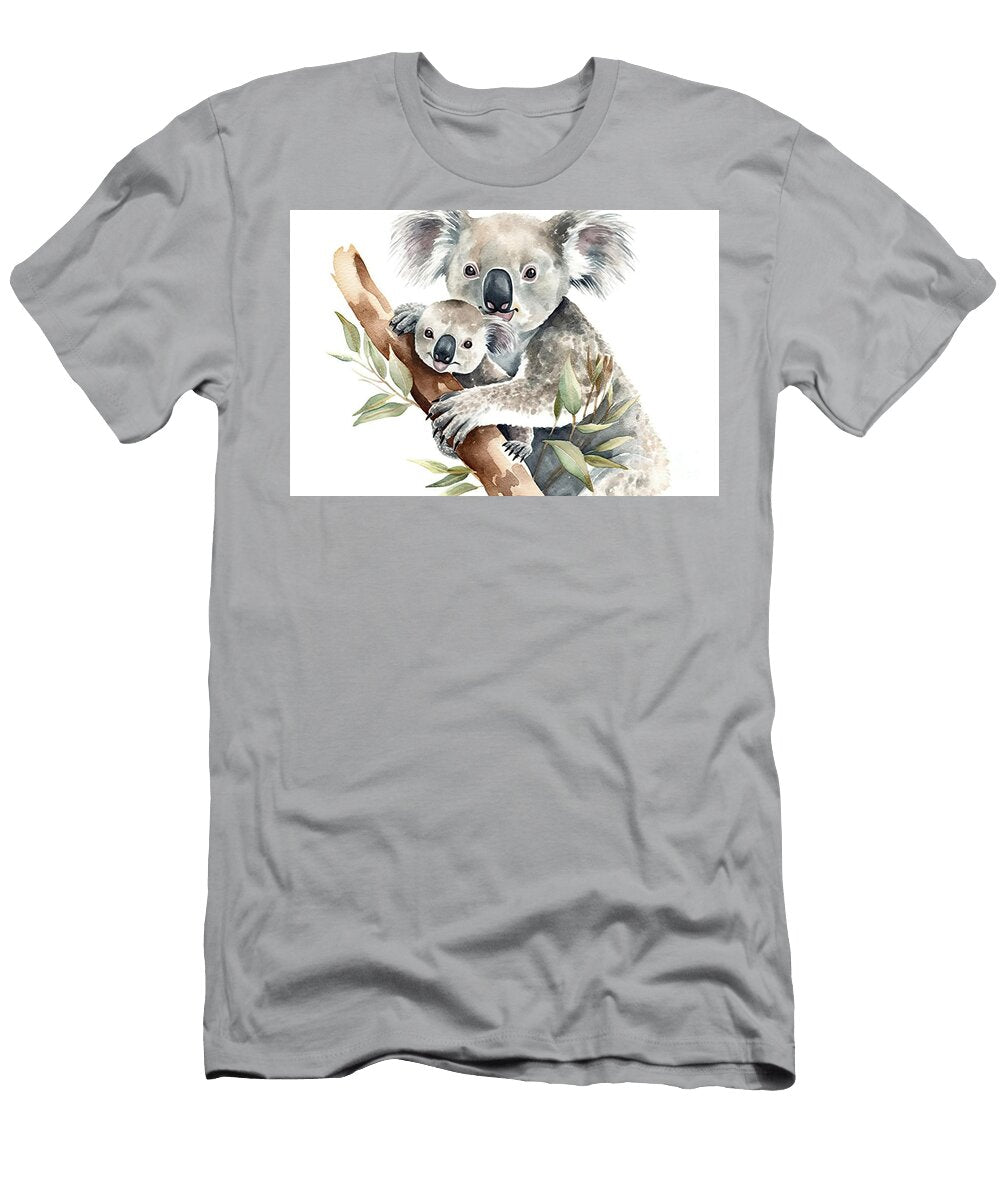 Watercolor Koala and Baby Watercolor Hand Drawn Drawing Mother N Akkash T-Shirt